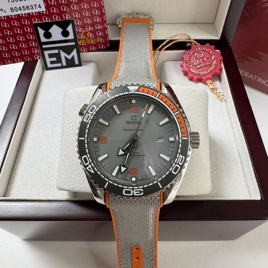 Omega Seamaster Planet Ocean “Co-Axial Chronometer” – Gray/Orange | Professional Diver 600M